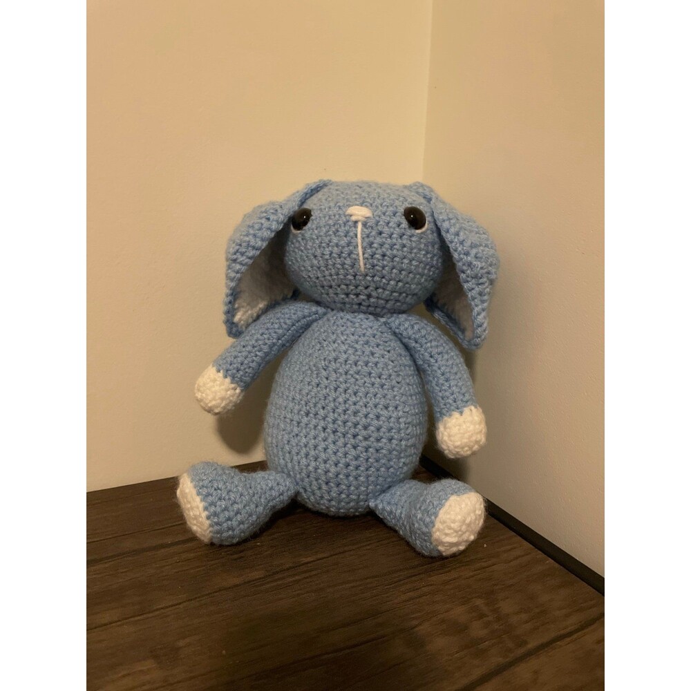Handmade Amigurumi Blue Bunny Rabbit Plushie Stuffed Animal Crochet